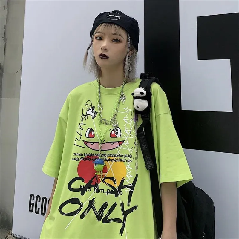 

2020 Summer Couple Loose Short-sleeved T-shirt New Korean Style Of The Ins Graffiti Alphabet Print Jacket For All Matching