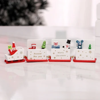 

Wooden Christmas Train Decoration Ornament Santa Xmas Tree Toy Red Green White Christmas Train Painted Wooden Christmas