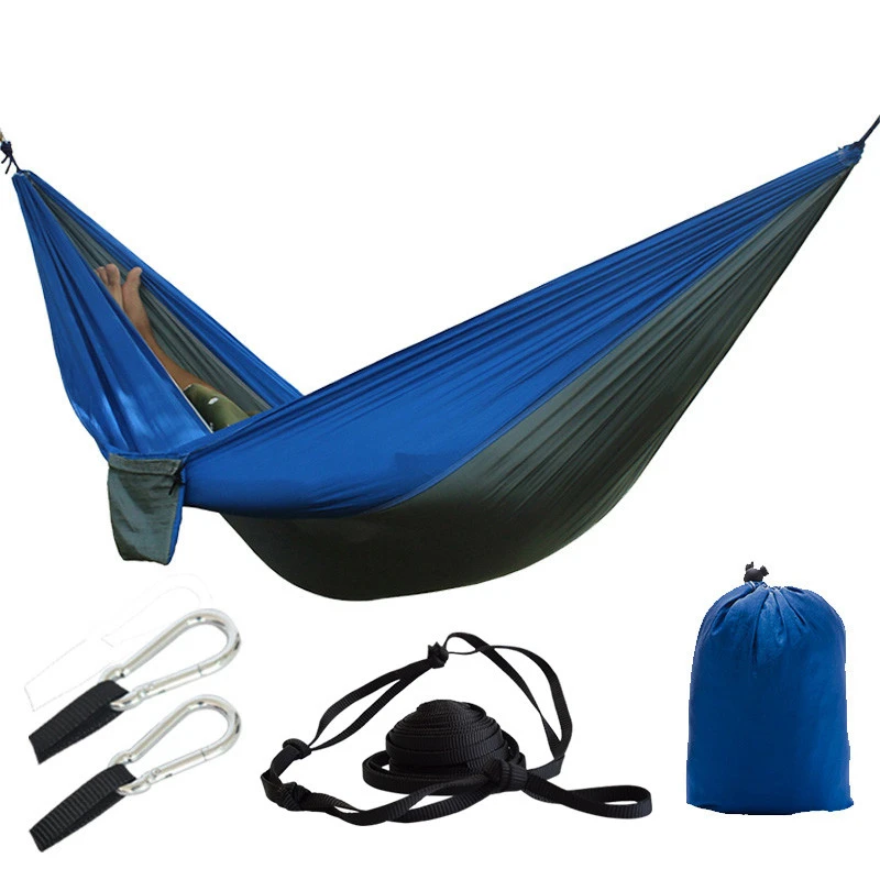 260x140cm Double Portable Camping Hammock Travel Hanging Bed Swing With Tree Straps 210T  Nylon High Quality for Outdoor Holiday 