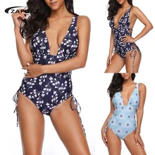 Новинка, сдельный купальник, сексуальный винтажный купальник с цветочным принтом, женский купальник, женский пляжный купальник, Женский монокини с открытой спиной размера плюс