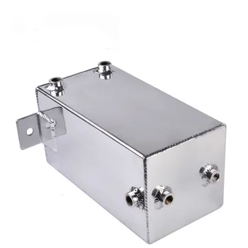 

SPEEDWOW 4L Universal Aluminum Baffled Fuel Surge Tank Motor Racing Reservoir Filtration Tank Oil Catch Can Car Parts