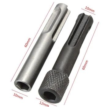 

60mm For SDS Plus To 1/4\" Hex Socket Driver Hammer Drill Bit Adapter Kit Stock