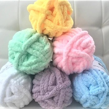 

NEW 250G Soft milk cotton polyester blended yarn Chunky chenille hand Knitting Crochet baby yarn knit hat scarf slippers D30