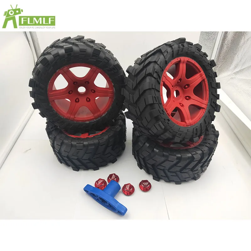 

Wheel Tires Assembly Set with Wheel Nuts and Wrench Fit for 1/5 Traxxas X Maxx 220MM*105MM Toys Parts