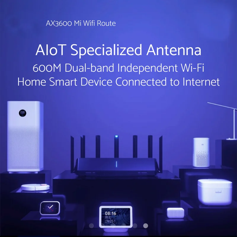 Роутер Xiaomi AX3600 AIoT Wi Fi 6 WPA3 Wifi6 600 Мб двухдиапазонный 2976Mbs гигабитная скорость Qualcomm A53