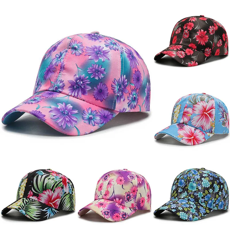 

Baseball Cap Hawaii Tropical Floral Hawaiian Hat Adjustable Curved Blank