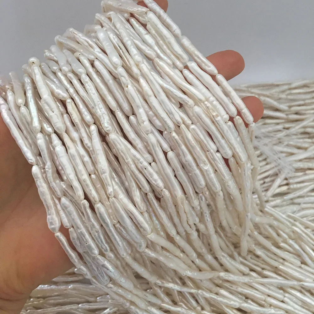 free shipping 39 cm BIWA freshwater pearl in strand,100% nature freshwater pearl with biwa shape,diameter 3-5 mm,length16-35 mm