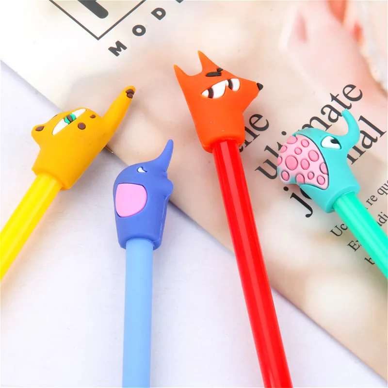 Цветная гелевая ручка с животными милые кавайные черные чернила Мультяшные