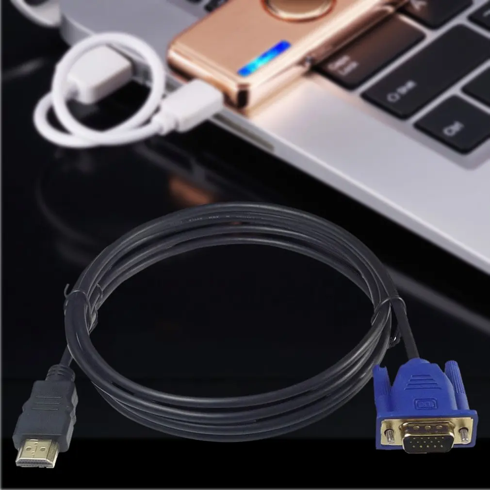 3/5m Позолоченные Разъемы адаптер штыревой HDMI на VGA HD-15 Мужской адаптер кабель Шнур для DVD HDTV надежные