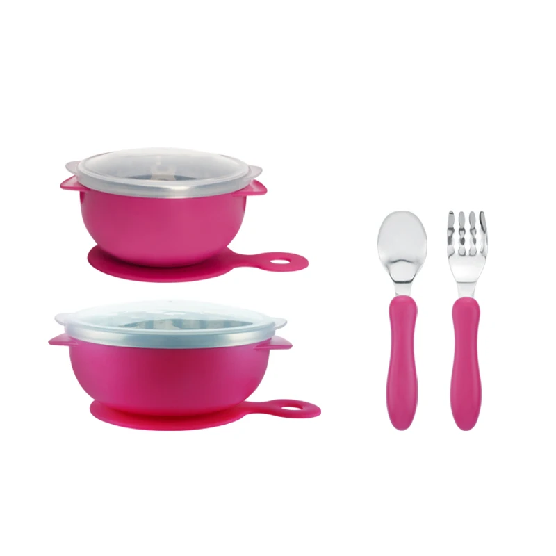 Hogokids Dish Set of Children's Dishes Stainless Steel Bowl Children's Dish Tableware for Feeding Baby Feeding Bowl Dinnerware - Цвет: H41-114-CRed