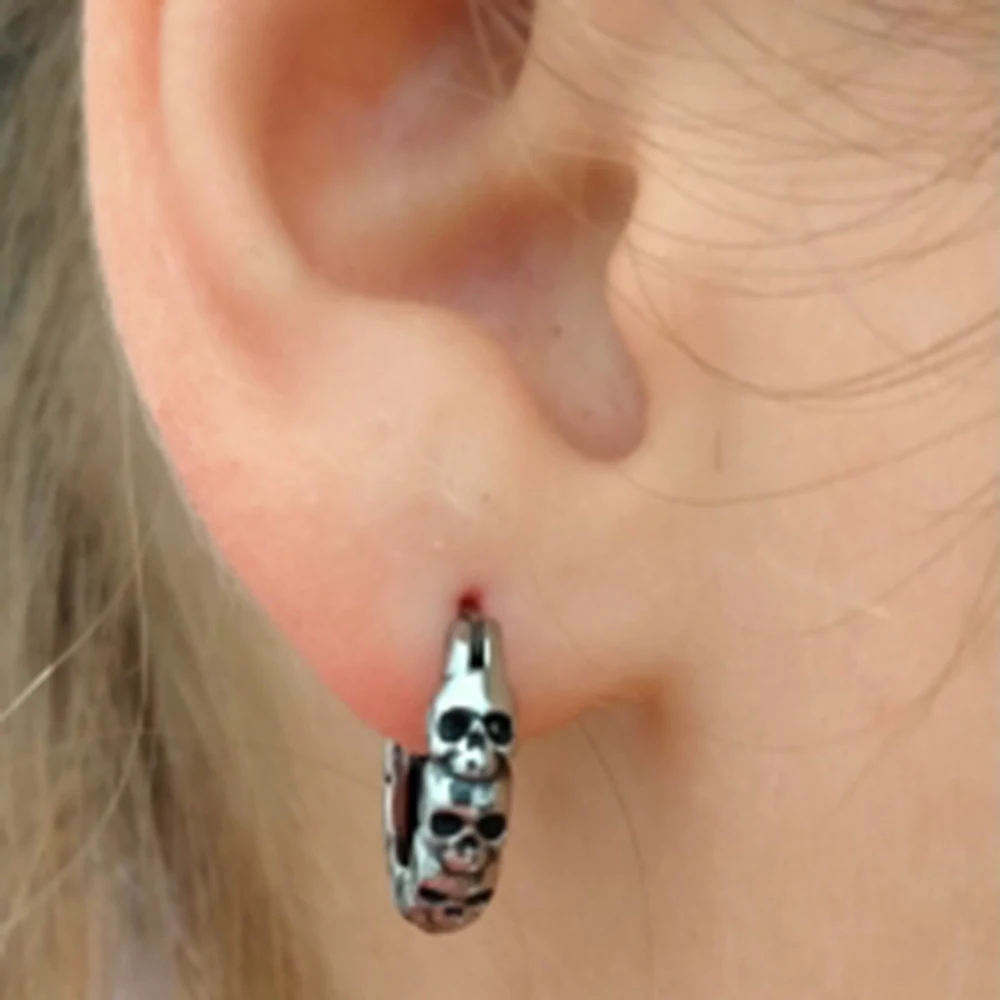 Earring 1PC Vintage Silver Color Earring For Unisex Small Hoop Rings Punk Ear Bone Cartilage Helix Septum Nose Loop Piercing Jewelry