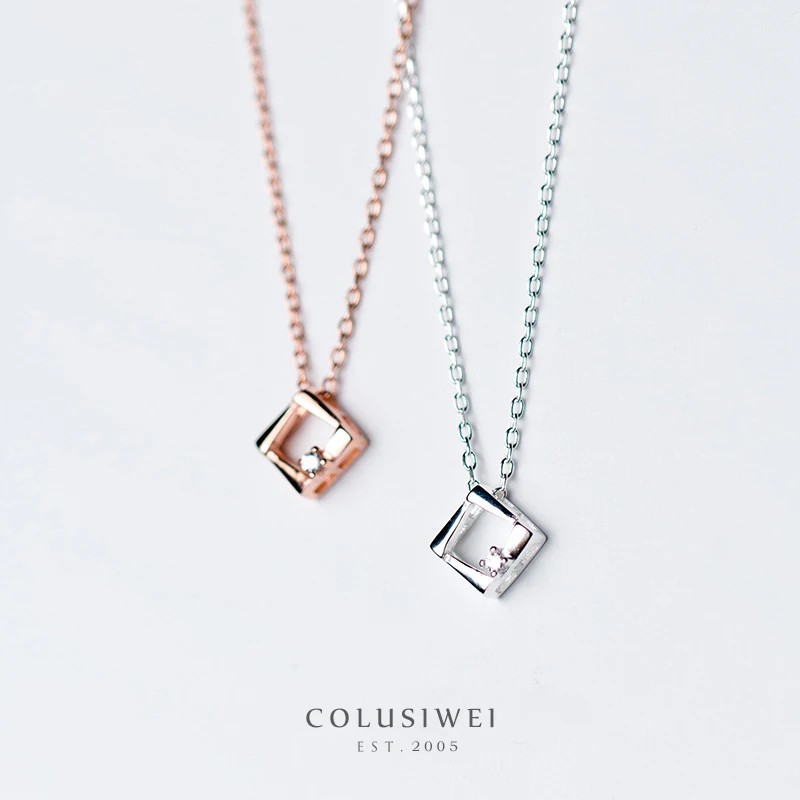 Colusiwei, настоящее, 925 пробы, серебряное, Геометрическая, квадратная форма, короткое ожерелье для женщин, чокер, цепь, роскошная бижутерия, аксессуары