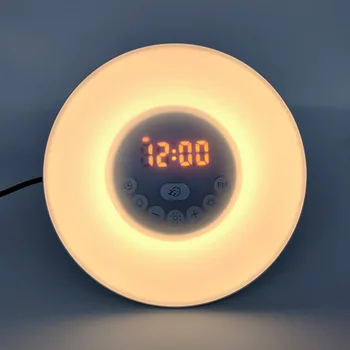 

Amazon Popular Nordic Style Multi-function Wake-up Light With Radio Alarm Clock LED Display Wake-up Clock Digita Cute Alarm
