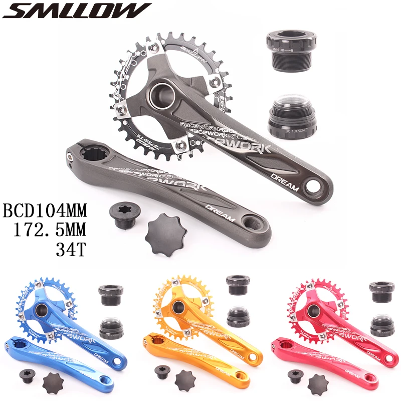 SMLLOW велосипедный Кривошип 104BCD MTB велосипед шатун алюминиевый сплав с нижней части велосипеда шатун 172,5 мм 34 Т пластина