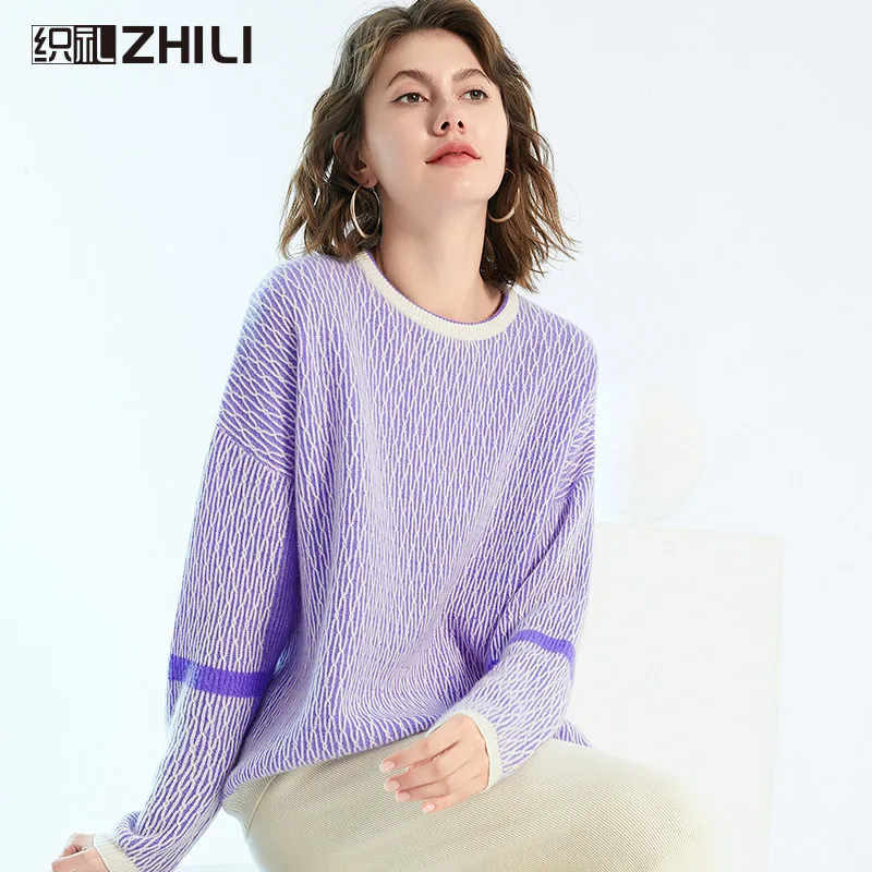 

Womens Sweaters Pullover Crewneck Long Sleeve Knit Jumper Tops Casual Color Block Sweatshirts