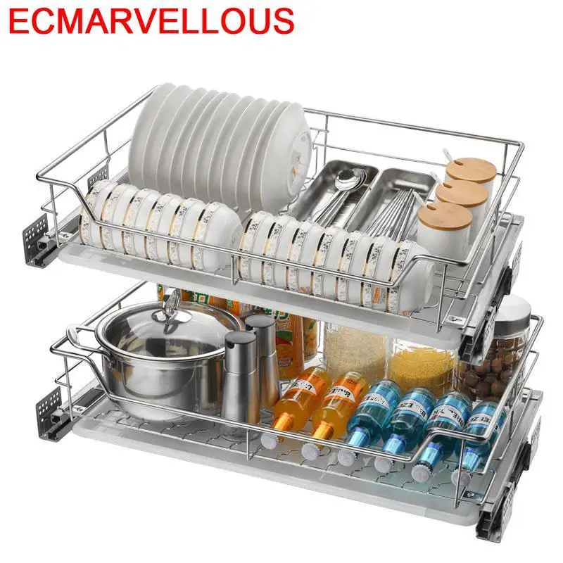 Para Armario De Cosina Accessories Drawer For Stainless Steel Organizer Cuisine Cozinha Kitchen Cabinet Storage Basket | Дом и сад
