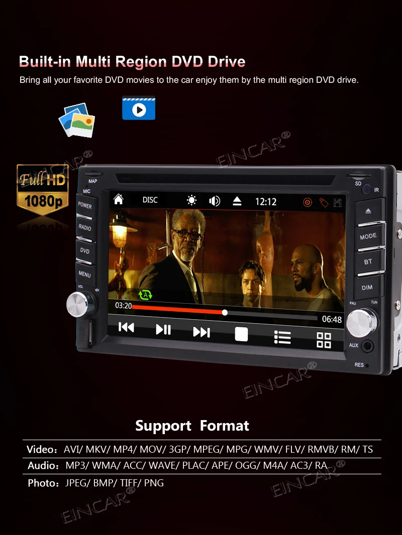 Double Din Car DVD Player 2 Din Head Unit 6.2 Touchscreen Car Radio