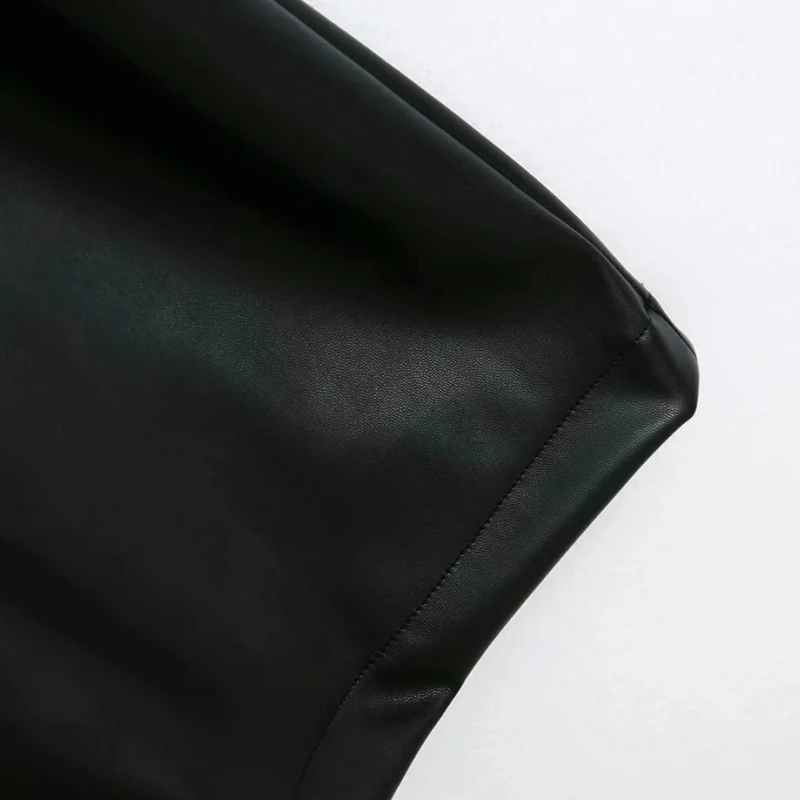 Woman Sashes decoration PU Leather Mini Dress Femme Sleeveless Dresses Lady Loose Clothes Vestido D6353