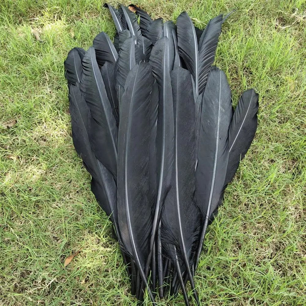 Hot A set of 70 PCS Scarce Black Natural Eagle Feather 40-60cm/16-24inch For Decoration Wedding Christmas Home Craft New Year | Дом и сад