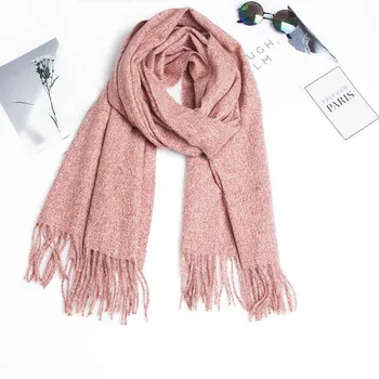

Warm Scarf Women's Winter New Long Tassel Large Plaid Scarf Thickened Scarf Simple Scarf echarpe hiver femme bufandas invierno