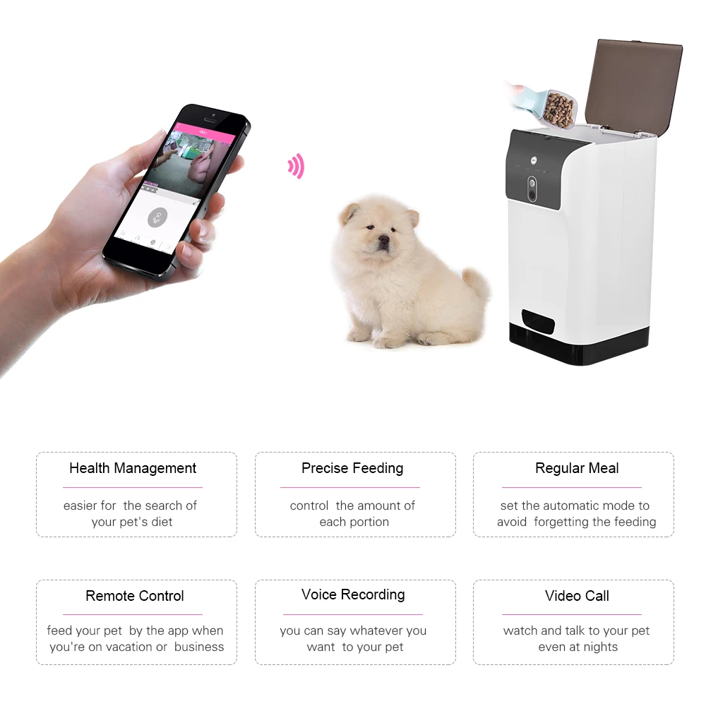 Приложение автоматическая кормушка для домашних животных дозатор для кошек/собак 6л кормушка для домашних животных с камерой Диктофон Wifi подключение кормушка для домашних животных для кошек и собак