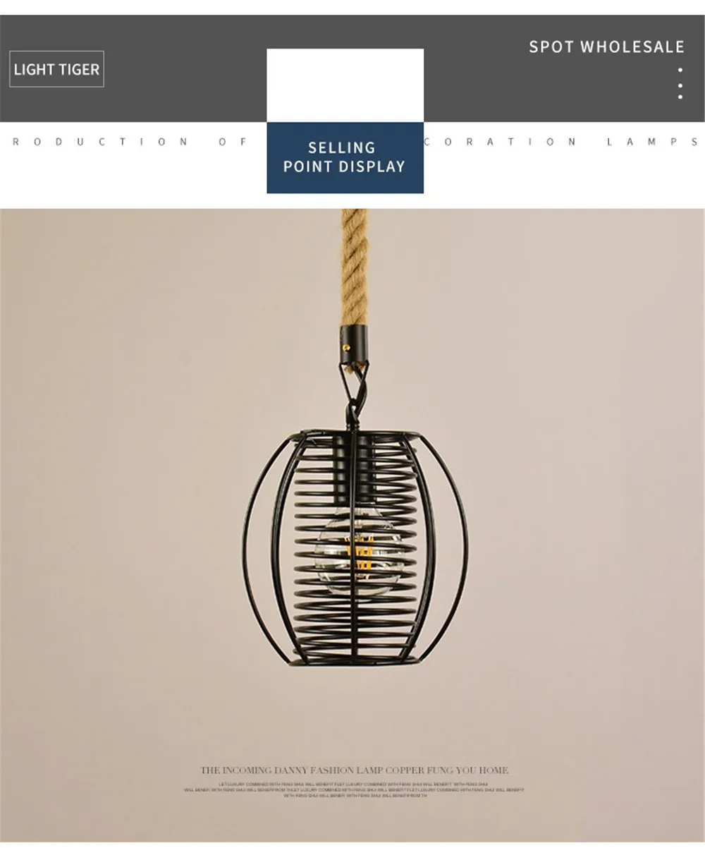 Retro Loft Decor LED Pendant Lamp Edison Industrial Hemp Rope Iron Hanging Light Dining Room Lights Fixtures Indoor Lighting (16)