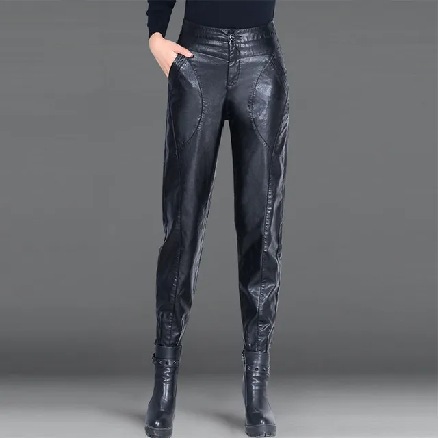 black leather jeans high waisted