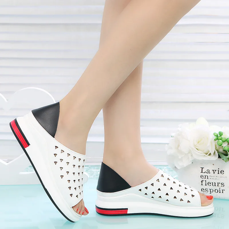 

2019 Cool Shoes Slip Shoes Double Purpose Thick Bottomed Small White Shoes Fish Mouth WOMEN'S Shoes Casual INS Travel Slipper Fl