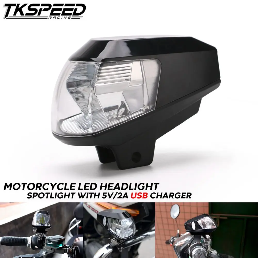 

Motorcycle HeadLight Waterproof 20W2000LM Fog Lamp Assembly ATV Free Shipping Car Moto DC 9-32V Spotlight With 5V/2A USB Charger