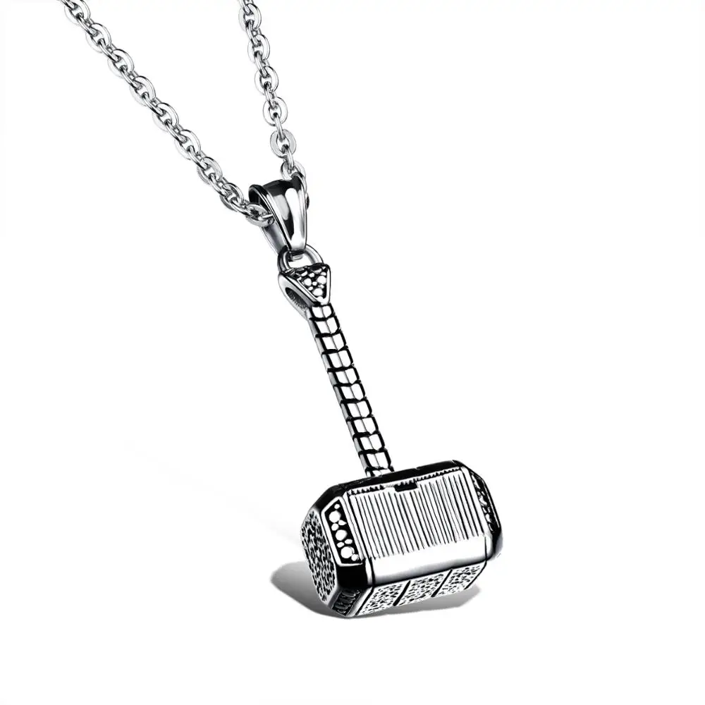 Collana Uomo Martello Di Thor In Acciaio Inox – DonDon, Con Catena E Sacchetto In Velluto Nero