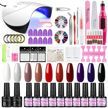 

COSCELIA 36W Nail Lamp With 10PC Gel Nail Polish Set Tools For Manicure Base Top Coat Electric Drill Machine All For Manicure