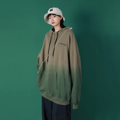 Women's sweatshirts new loose Korean BF lazy style couple hooded long sleeve gradual chang sweatshirt hoodies