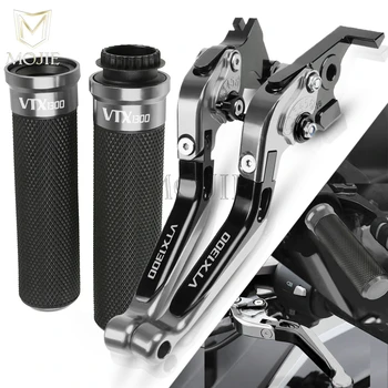 

For Honda VTX1300 VTX 1300 C VTX1300C Retro Motorcycle Accessories CNC Brake Clutch Levers Handlebar Hand Bar Grips Set