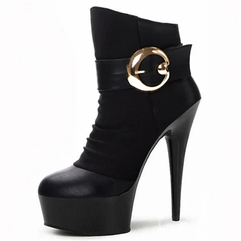 

Professional custom more than 15cm super high-heeled shoes stiletto heel waterproof platform thick bottom low tube ankle boots