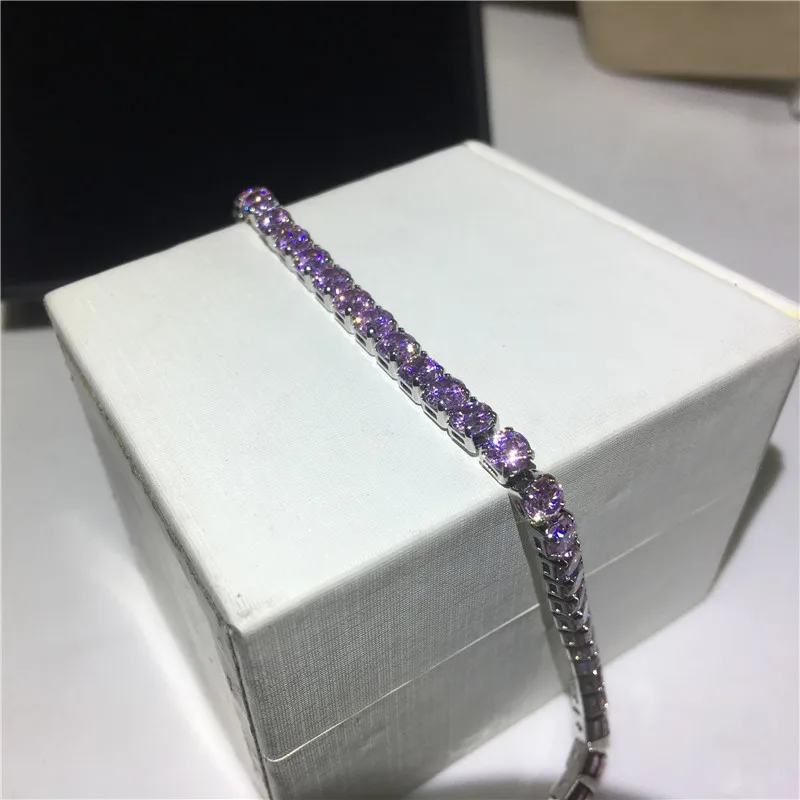 Pink Choucong Модный женский теннисный браслет 4 мм AAAAA Циркон cz золотой и серебряный цвета свадебные браслеты для женщин мужчин модные украшения - Окраска металла: Pink