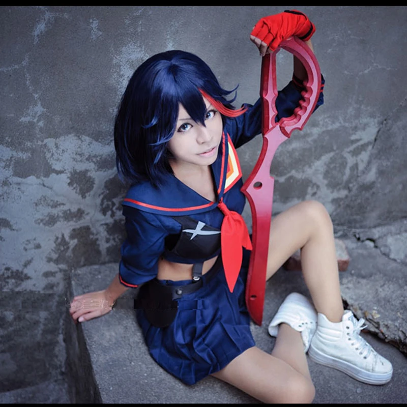 

Anime KILL La KILL Ryuko Matoi Japanese JK Uniform Dress Top + Skirt Party Halloween Women Girls Wig Cosplay Costume