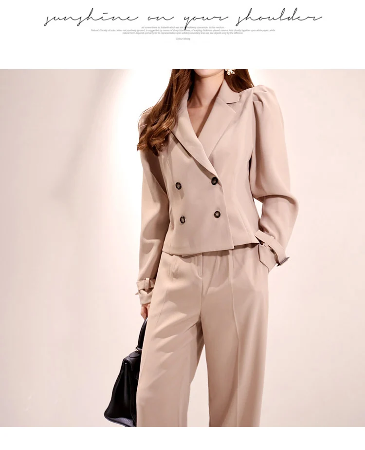 Fashion Office Ladies 2piece Pants Set Autumn Spring Women Bodycon Slim Blazers+ High Waist Belt Work Pants Set