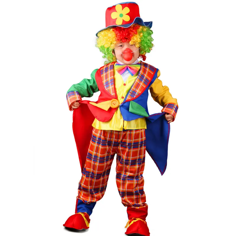 Umorden/вечерние костюмы на Хэллоуин, Пасху, Пурим, забавный цирковой костюм клоуна для косплея, смокинг, клетчатое пальто для мальчиков