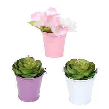 

Cute Mini Solid Color Pail Bucket Wedding Party Candy Favours Garden Decoration Decoration Bonsai Tin Bucket Home Hotel Decor