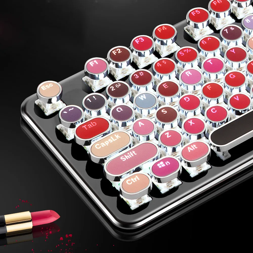 Wired 104 Keys Punk Usb Mechanical Metal Gamer Gaming Lipstick Keyboard Laptop