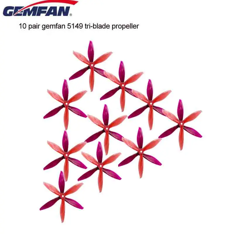10 пар Gemfan 5149 5 дюймов три лезвия 3 Cw Ccw пластиковый пропеллер совместимый двигатель
