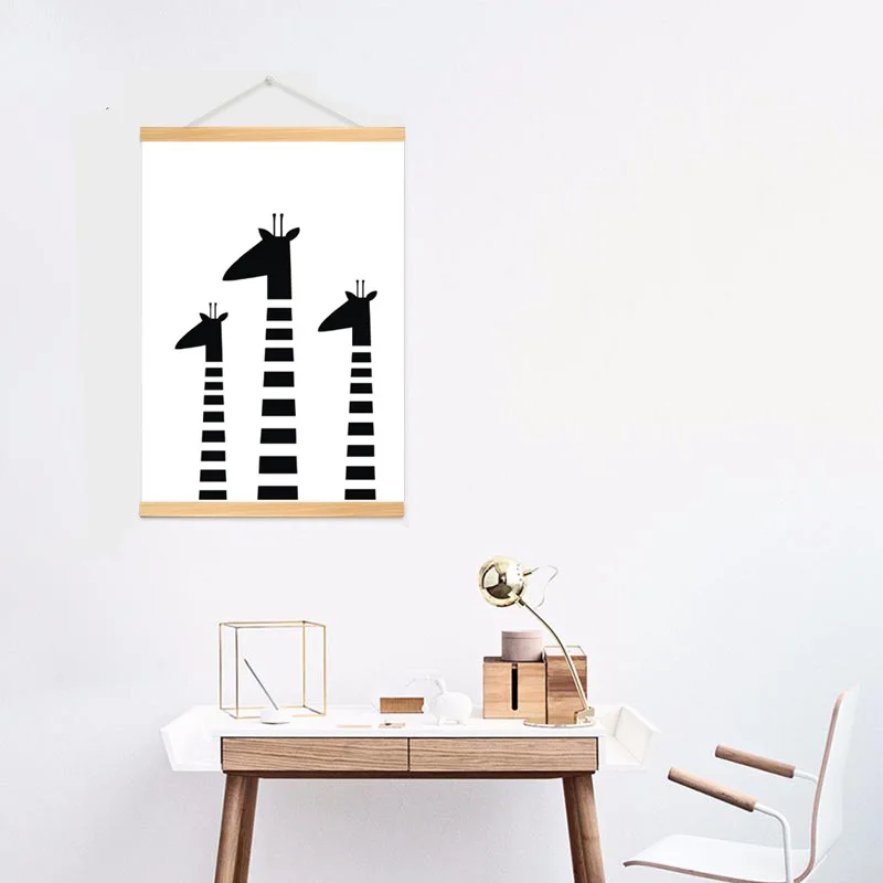 

Modern Minimalist Black And White Cartoon Giraffe CHILDREN'S Room Decorative Painting Kindergarten Early Childhood Classes Solid