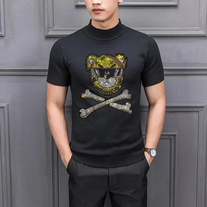 

Drop shipping men Luxury New Winter Hot drill Casual Sweaters pullover Asian Plug Size High quality 2021 new man clothes