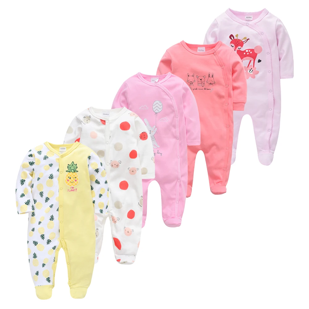 Honeyzone Neonato Girl Clothes Pink Set Soft Breathable Pajamas Bebe Roupas Infantil Menina Flower Print Footies 0-12M