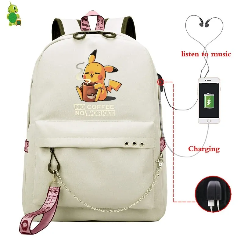 Рюкзак с покемоном Пикачу Дэдпул, Mochila, Usb зарядка, школьные сумки для девочек-подростков, женский рюкзак, мужской рюкзак для ноутбука, рюкзак для путешествий - Цвет: 9