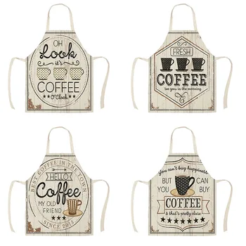 

Cotton linen Simple Coffee Letter Books Aprons for Kitchen 53*65cm Home Cooking Baking Cleaning Accessories WQT37