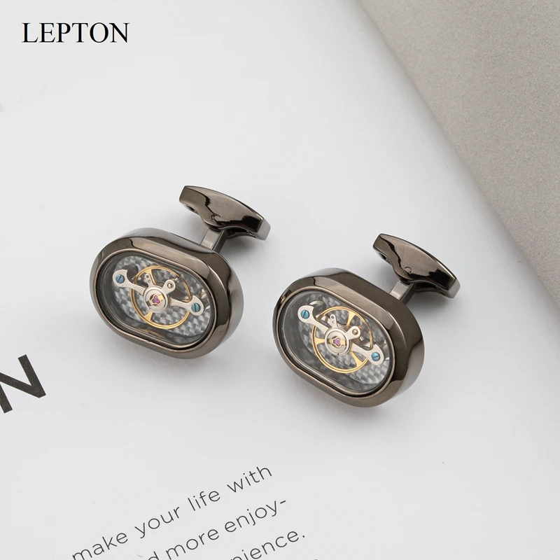 Hot Sale 24 Style Movement Tourbillon Cufflinks For Mens Jewelry Lepton Mechanical Watch Steampunk Gear Cufflink Relojes Gemelos