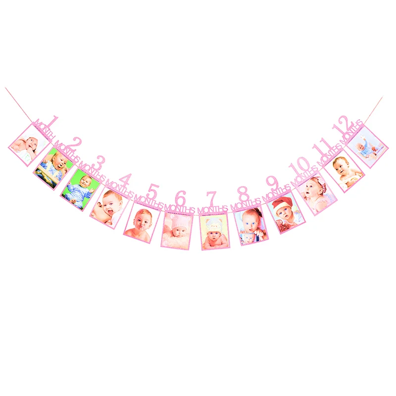 Первый день рождения для мальчиков и девочек вечерние синего/розового цвета на возраст 12 месяцы фоторамка баннер 1st декорации с днем рождения для малышей с надписью «Мое 1 год Декор - Цвет: pink 1