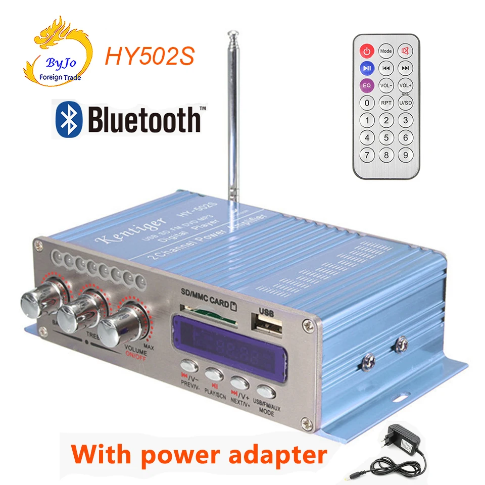 Автомобильный усилитель мощности HY502S Bluetooth стереозвук Hi Fi 2 канала мини FM аудио +