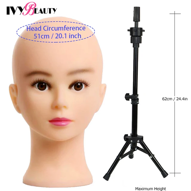 Female Bald Mannequin Head With Stand Cosmetology Practice African Training Manikin Head With Wig Stand Tipod For Mannequin Wigs Head With Tripod